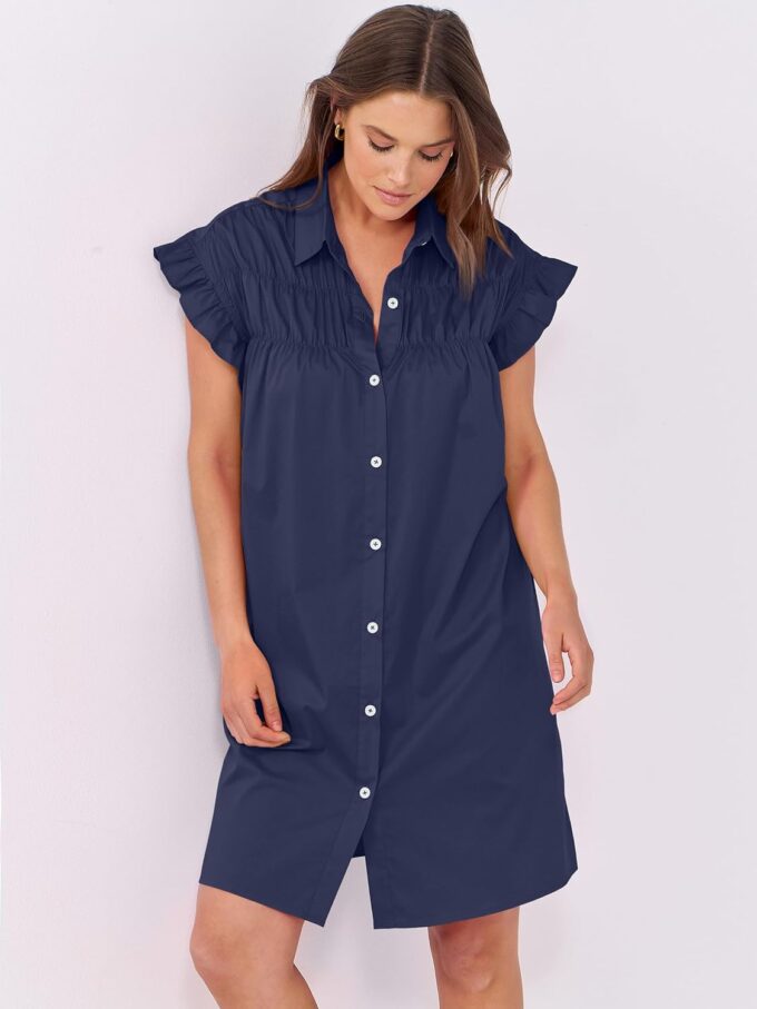 ANRABESS Womens Summer Button Down Shirt Dress Ruffle Short Sleeve Mini Dresses Loose Fit Casual Sundress with Pockets – Bild 8