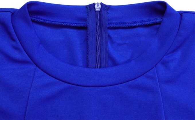 Damen Elegant Plissee Bodycon Kleid Rundhals Kurze Flügelärmel Formal Arbeit Midi Bleistiftkleid, Blau, Klein – Bild 4