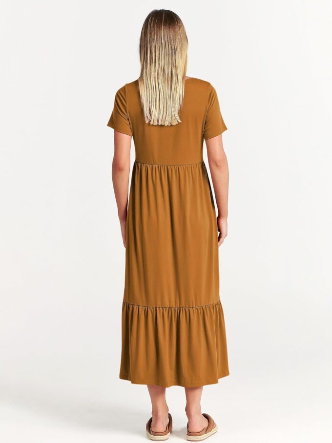 ANRABESS Womens 2025 Summer Casual Maxi Dress A line Tiered Flowy Short Sleeve Crewneck T Shirt Beach Travel Long Dresses – Bild 4