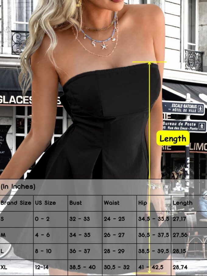 Strapless Bow Tie Mini Dress, A-Line Backless Cut-Out Sleeveless, Grad Formal Cocktail, for Women HOCO Vacation – Bild 6