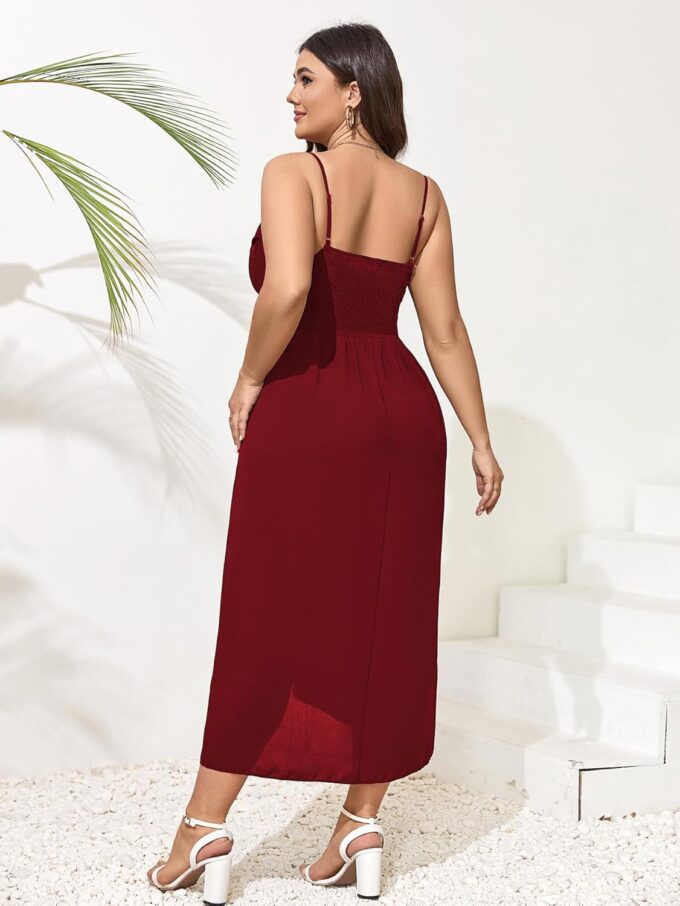 SCOMCHIC Women's Plus Size Dress Sleeveless Spaghetti Strap Cowl Neck Wrap Party Cocktail Cami Dress – Bild 3