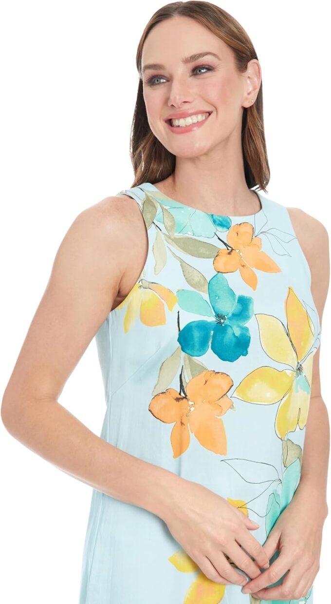 Women's Sleeveless Shift Cotton Sateen Above Knee Length Special Occasion Summer Cocktail Dress – Bild 4