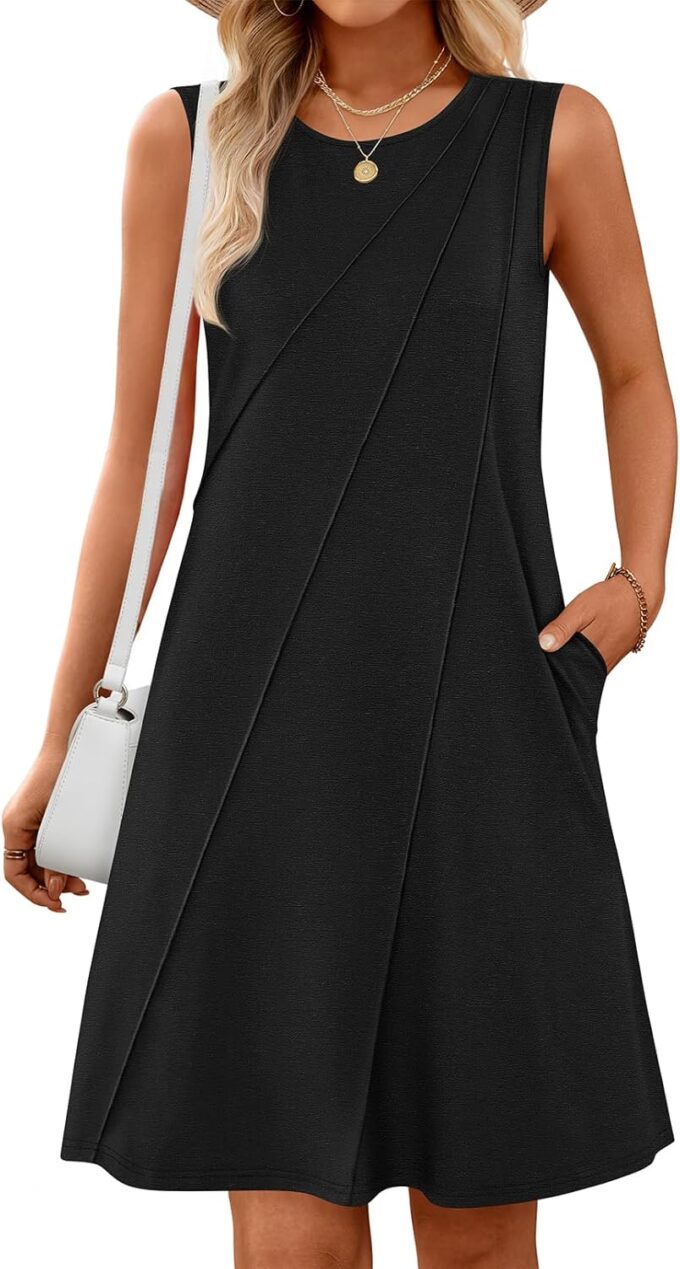 MEROKEETY Women's 2025 Summer Sleeveless Sundress Casual Spring Beach Vacation Crewneck Shift Swing Tank Dress – Bild 2