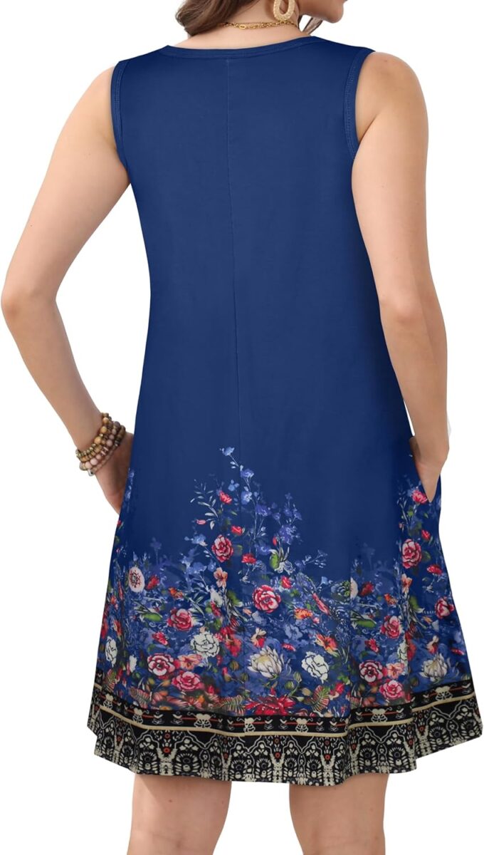 Womens Summer Dresses Casual Sleeveless Tshirt Sundress Beach Cover Up with Pockets Loose Tank Dress – Bild 5