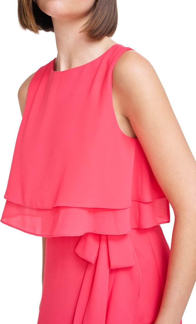 Jessica Howard Women's Popover Midi Chiffon Sleevless-Guest of Wedding Dress – Bild 4
