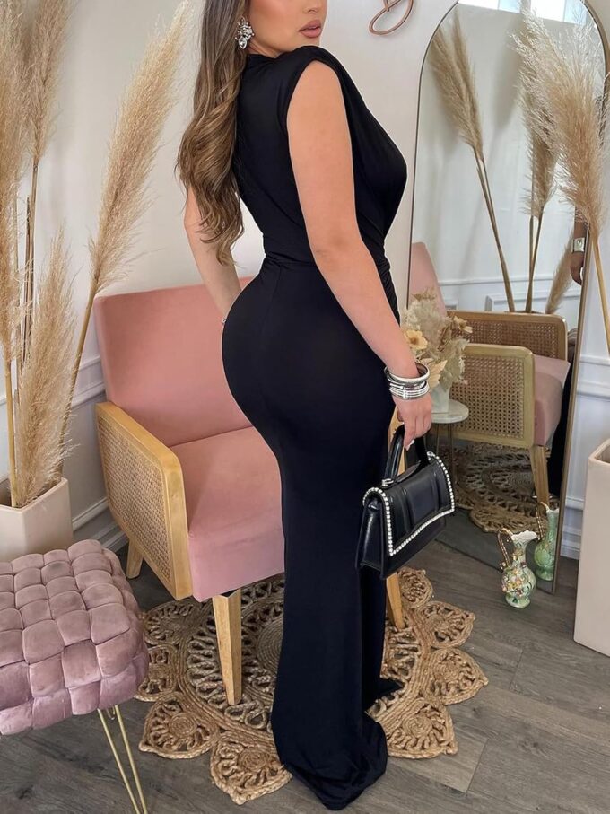 Ekaliy Elegant Bodycon Dresses for Women Deep V Neck Maxi Dress Mermaid Long Dress – Bild 4