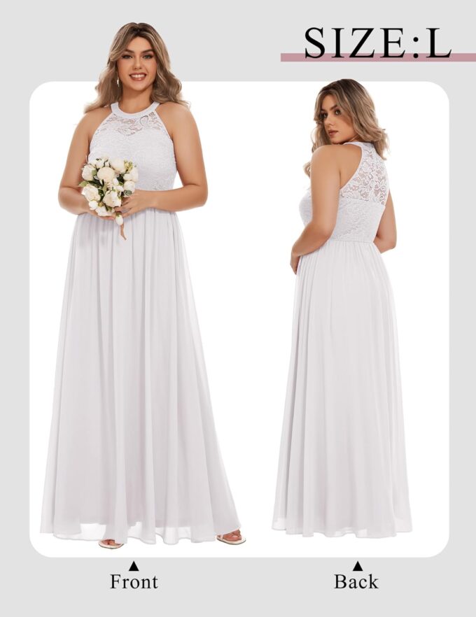 Wedtrend Women's Formal Dress, Halter Long Prom Dress Floral Lace Bridesmaid Dresses – Bild 9