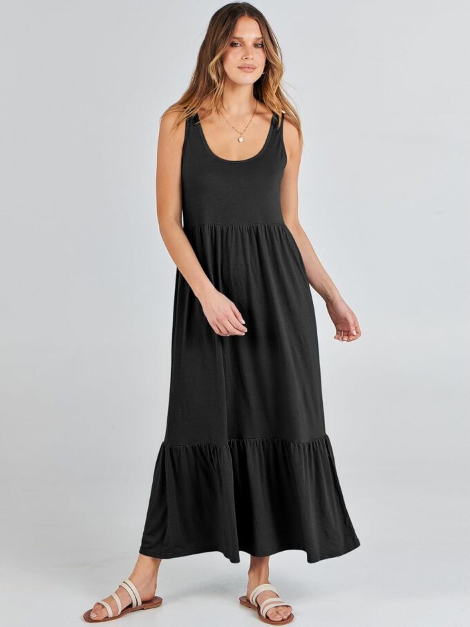 ANRABESS Women's Summer Sleeveless Maxi Sundress Swing Casual Flowy Tiered Shirts Dress Beach Travel Vacation Outfits – Bild 2