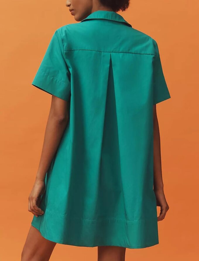 Short Sleeve Swing Tunic Mini Dress for Women Button Up Shirt Blouse Short Dress Summer Casual Flowy A Line Dress – Bild 4