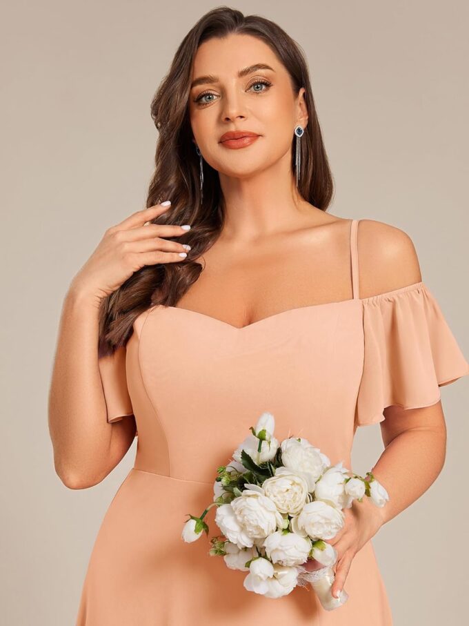 Ever-Pretty Plus Women's Off Shoulder Ruffles Sleeves Side Slit Chiffon Plus Size Bridesmaid Dresses 00237-DA – Bild 5