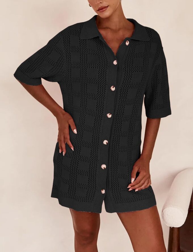 Lumister Lightweight Knit Dress Crochet Button Cover Up Bathing Suit Swimwear Knit Beach Summer Dress for Women – Bild 3