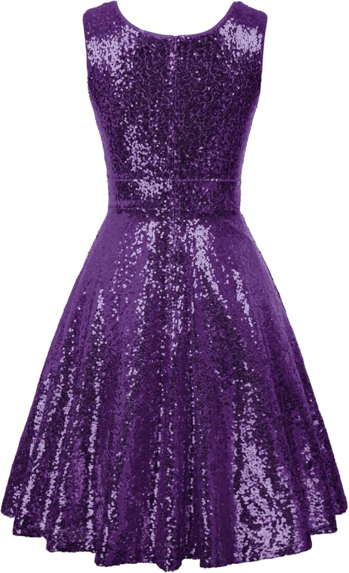GRACE KARIN Women's Sequin Dresses Sleeveless V-Neck Sparkly Glitter Evening Party Dress – Bild 2