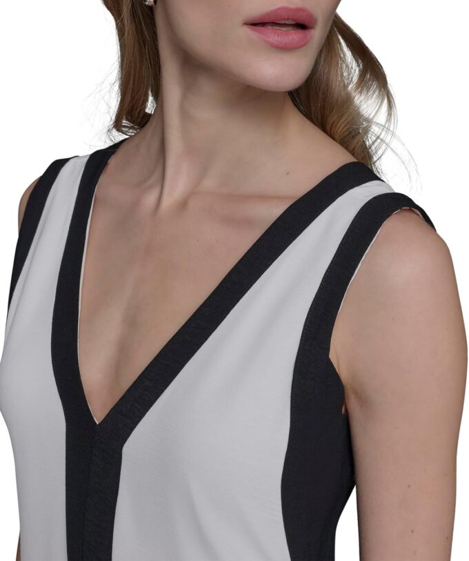 KARL LAGERFELD Women's Sleeveless V-Neck Two Toned Flowy Maxi Dress – Bild 5