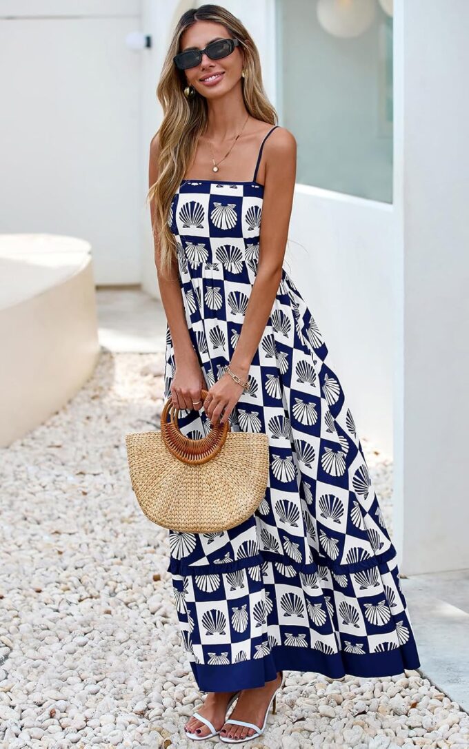 PRETTYGARDEN Summer Spaghetti Strap Dresses for Women 2025 Flowy Sundresses Casual Boho Sleeveless Beach Maxi Long Dress – Bild 3