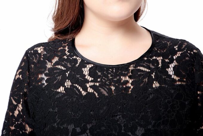 Eternatastic Women's Floral Lace Long Sleeve Plus Size Lace Dress Black – Bild 5