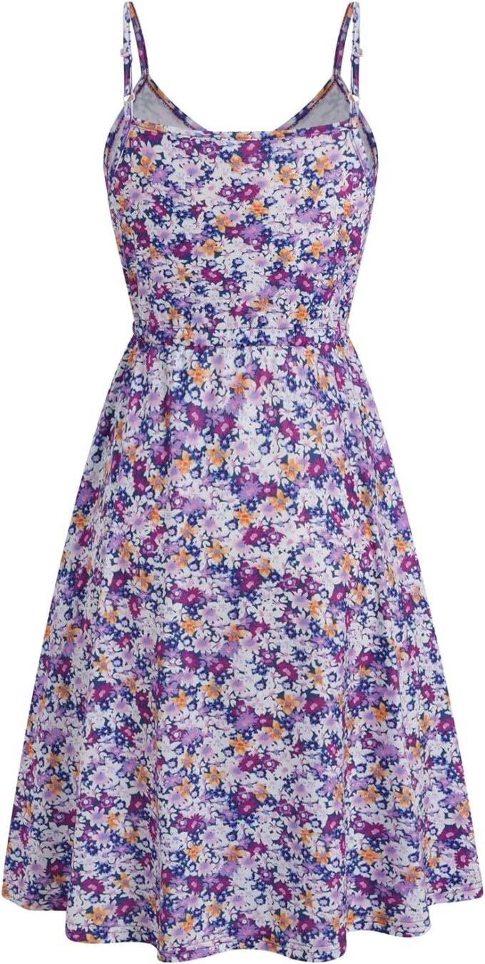 Women's Casual Summer Dress Beach Sleeveless Spaghetti Strap Adjustable Waist A Line Sun Dresses with Pockets 826 – Bild 4