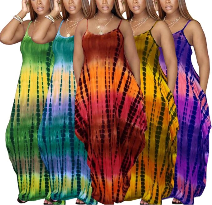 DvaeMalligo Women's Casual Maxi Dresses Summer Sexy Stripe Long Floor Length Sleeveless Colorful Sundresses Plus Size – Bild 6