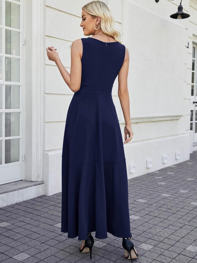 Women Formal Dresses,V Neck Evening Gowns for Women 2024 Long Wedding Guest Party Sleeveless Prom Pockets Dress – Bild 5