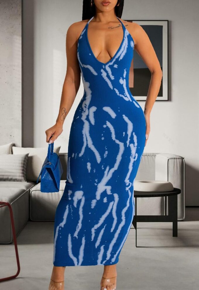 Women's Sexy Sleeveless Bodycon Dress Halter Party Club Maxi Dresses – Bild 2