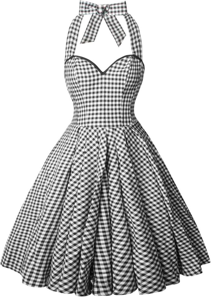 Charmian Women's 1950s Vintage Retro Sleeveless Swing Floral Halter Corset Dress