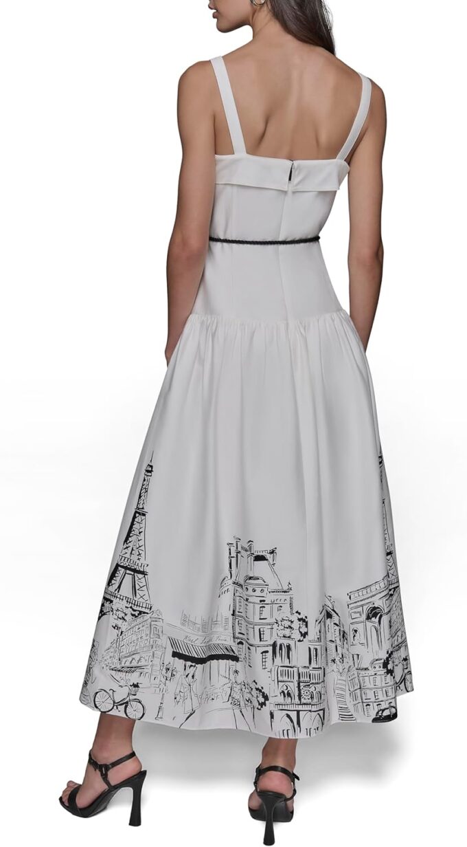 KARL LAGERFELD Women's Sleeveless Button Detail Cotton Midi Dress – Bild 4