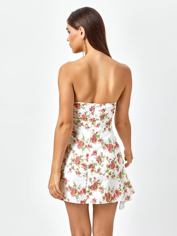 Parthea Womens Floral Dress Y2K Strapless Dresses Going Out Sexy Mini Dress for Cocktail Clubwear Party – Bild 5