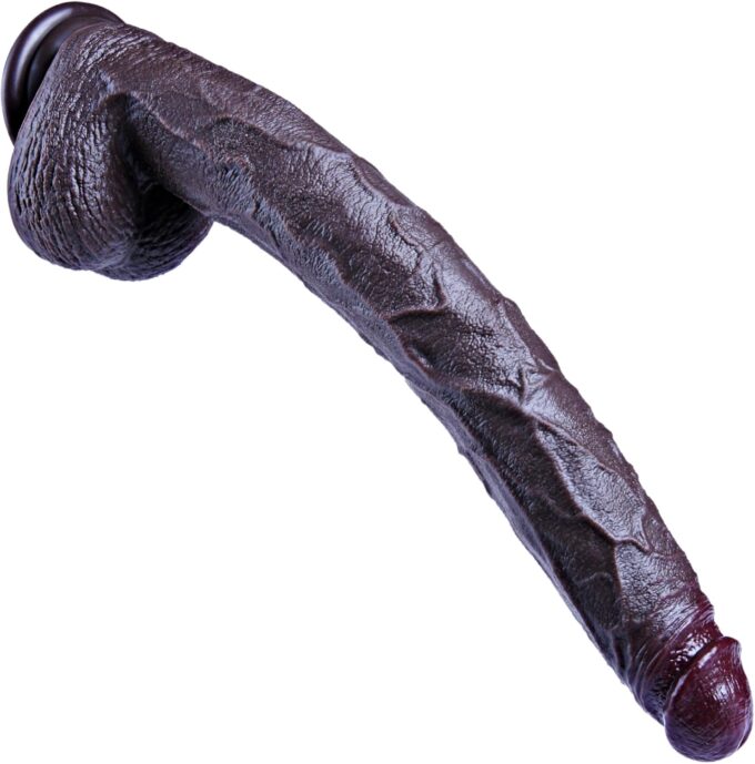 42cm schwarzer extra langer Dildo,realistisches Sexspielzeug für Frauen,Dual-Density-Silikon, starker Saugnapf,XXXL-Riesendildo,großer dicker Dildostimulator mit Kugel,geeignet für Frauen/Männer/Paare