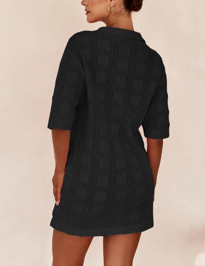 Lumister Lightweight Knit Dress Crochet Button Cover Up Bathing Suit Swimwear Knit Beach Summer Dress for Women – Bild 5