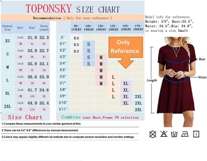 TOPONSKY Women's Casual Plain Simple Loose Flowy Short-Sleeve T-Shirt Dress – Bild 5