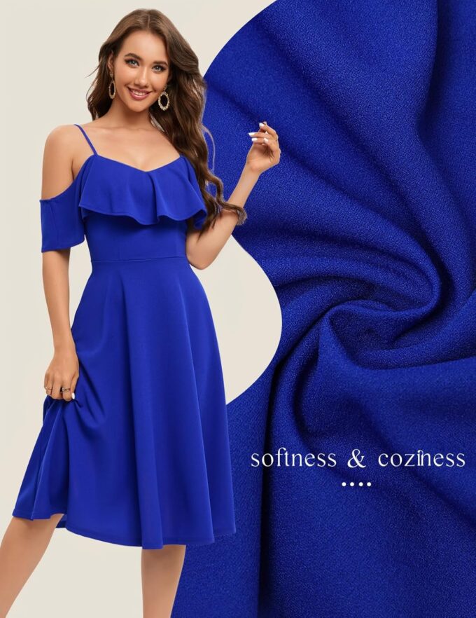 Bbonlinedress Womens Off Shoulder Summer Wedding Guest Dress Formal Cocktail Prom Graduation Homecoming A-line Midi Dress – Bild 5
