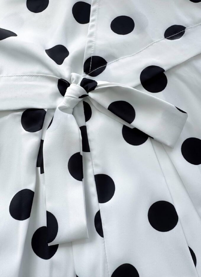 Summer Dresses for Women 2025 Elegant White Aline Midi Dress with Bow Side Pockets Polka Dot Cocktail Dress – Bild 5