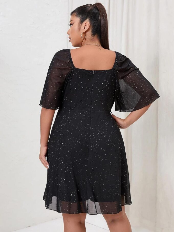 Plus Size Cap Sleeves Long Sleeves V Neck Sequins Skater Cocktail Club Dress – Bild 5