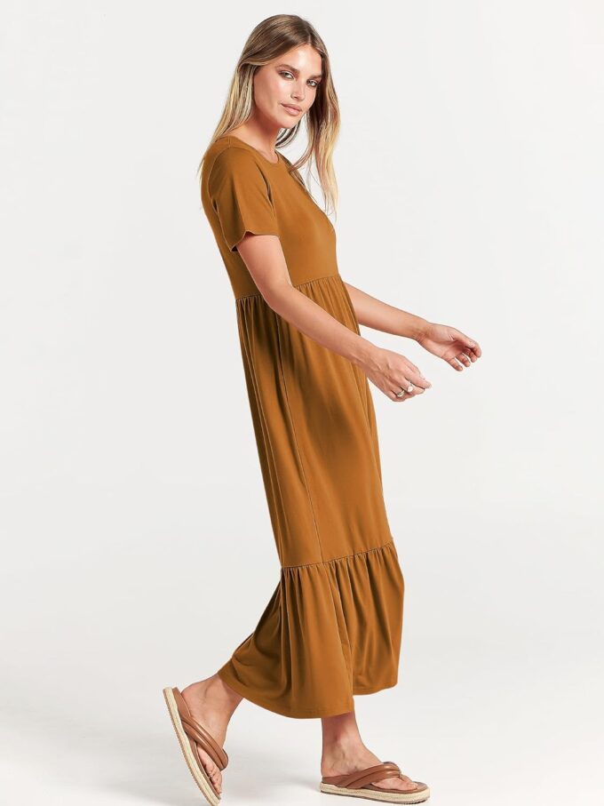 ANRABESS Womens 2025 Summer Casual Maxi Dress A line Tiered Flowy Short Sleeve Crewneck T Shirt Beach Travel Long Dresses – Bild 5