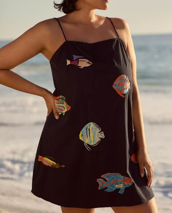 Women Boho Floral Short Dress Graffiti Backless Babydoll Dress Flowy Mini Cami Dresses Summer Holiday Sundress – Bild 2