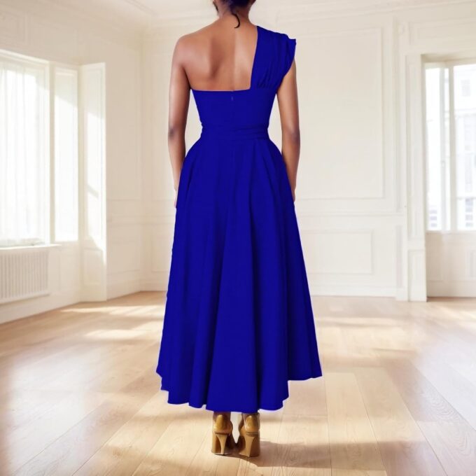 One Shoulder Dresses for Women Elegant Asymmetrical A Line Flowy Formal Evening Gowns Party Cocktail Dress – Bild 5