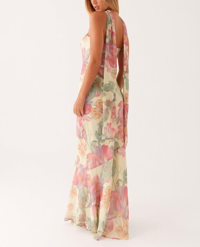 Women Floral Formal Strapless Dress Sexy Backless Maxi Long Dresses Y2K Sleeveless Mesh Bodycon Tube Summer Sundress – Bild 6