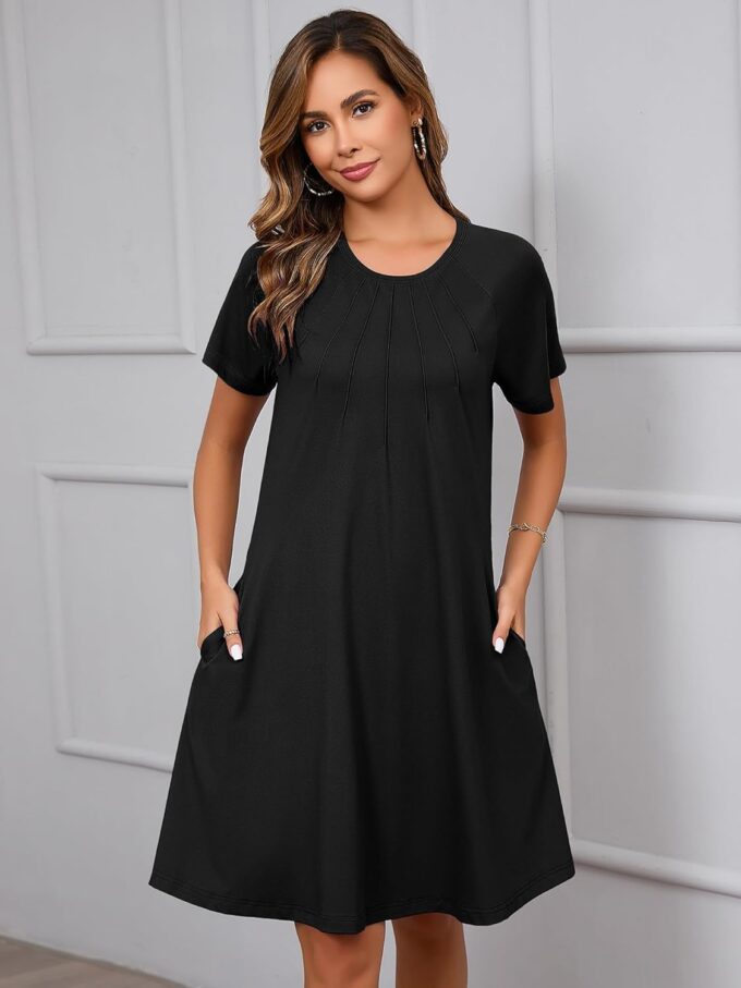 Heymoments Women's Summer Short Sleeve Crew Neck Midi Dresses Casual T-Shirt Sundress with Pockets – Bild 4
