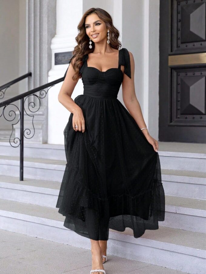 SISKIN Summer Cocktail Dresses for Women Tie Shoulder Semi Formal Dresses Hem Mesh Birthday Wedding Guest Dresses – Bild 6