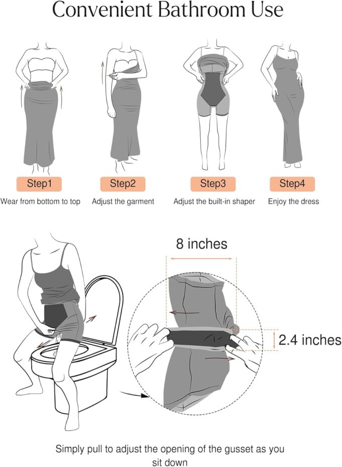 Popilush Long Sleeve Maxi Dress Bodycon Cocktail Dress Shapewear Tummy Control Fall Formal Dresses Built-in Bra – Bild 5