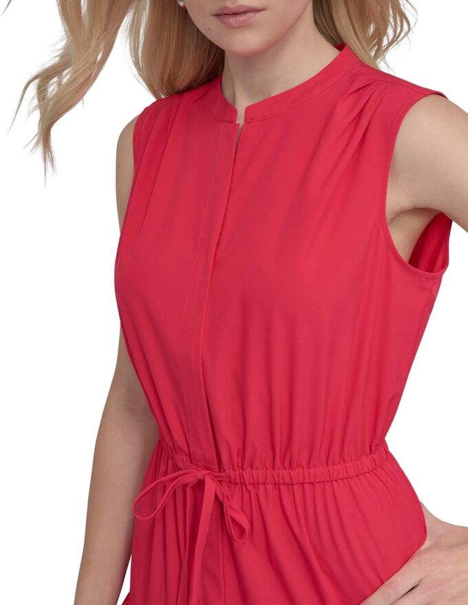 DKNY Women's Sleeveless Collared Neck Midi Dress with Removable Belt – Bild 5