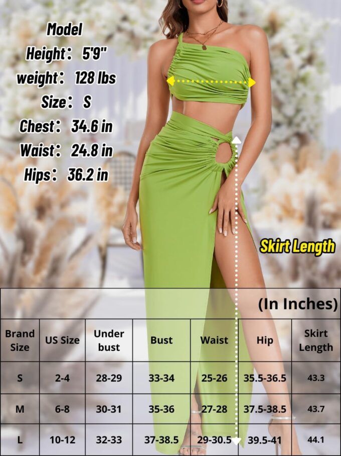 2-Piece High Slit Skirt Sets, Sexy Cutout Floor-Length Dress, One-Shoulder Backless, Vacation Outfits for Women – Bild 5