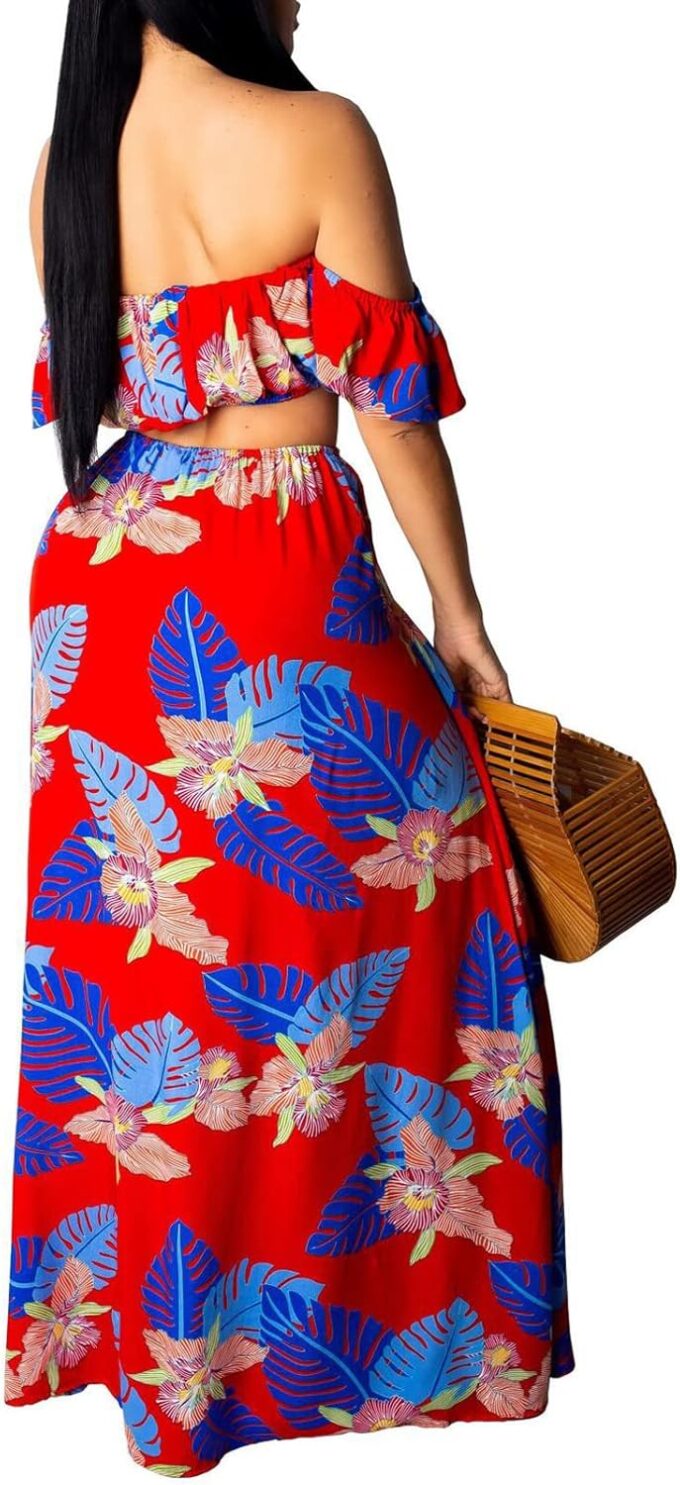 Sexy Two Piece Sets for Women Vacation Elegant Sleeveless Top Long Split Maxi Dress Beach Swimwear – Bild 2