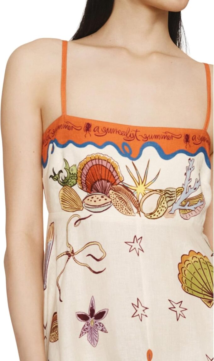 TOOPYNOI Women's Summer Spaghetti Strap Boho Sundress 2025 Square Neck Smocked Casual Flowy Swing Beach Graffiti Maxi Dress – Bild 6
