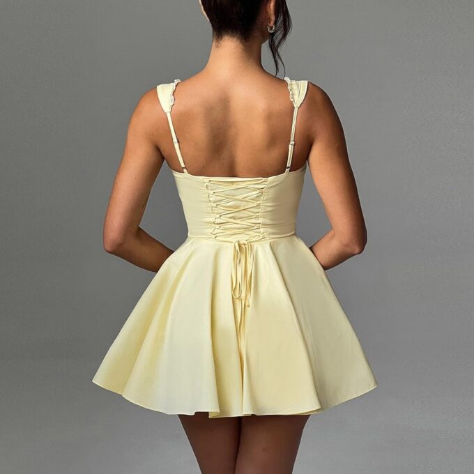 Aopwsrlyi Women Sexy Corset Mini Dress Sleeveless Backless Ruffle A Line Mini Dress Summer Going Out Party Club Dress – Bild 4
