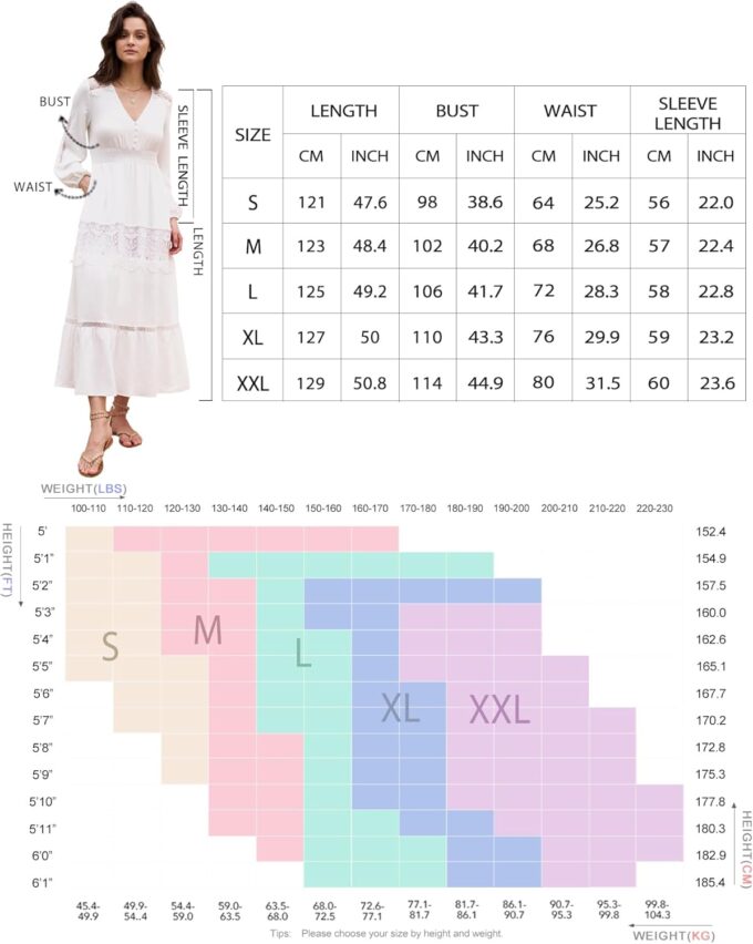 Long Sleeve Maxi Dress for Women Boho Flowy Wedding Guest Dress – Bild 6