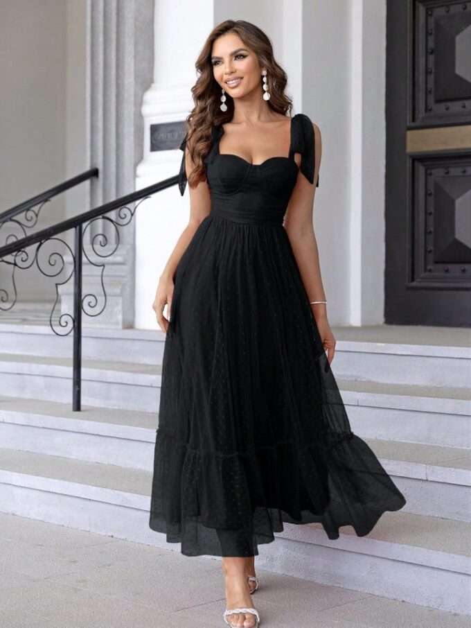 SISKIN Summer Cocktail Dresses for Women Tie Shoulder Semi Formal Dresses Hem Mesh Birthday Wedding Guest Dresses – Bild 3