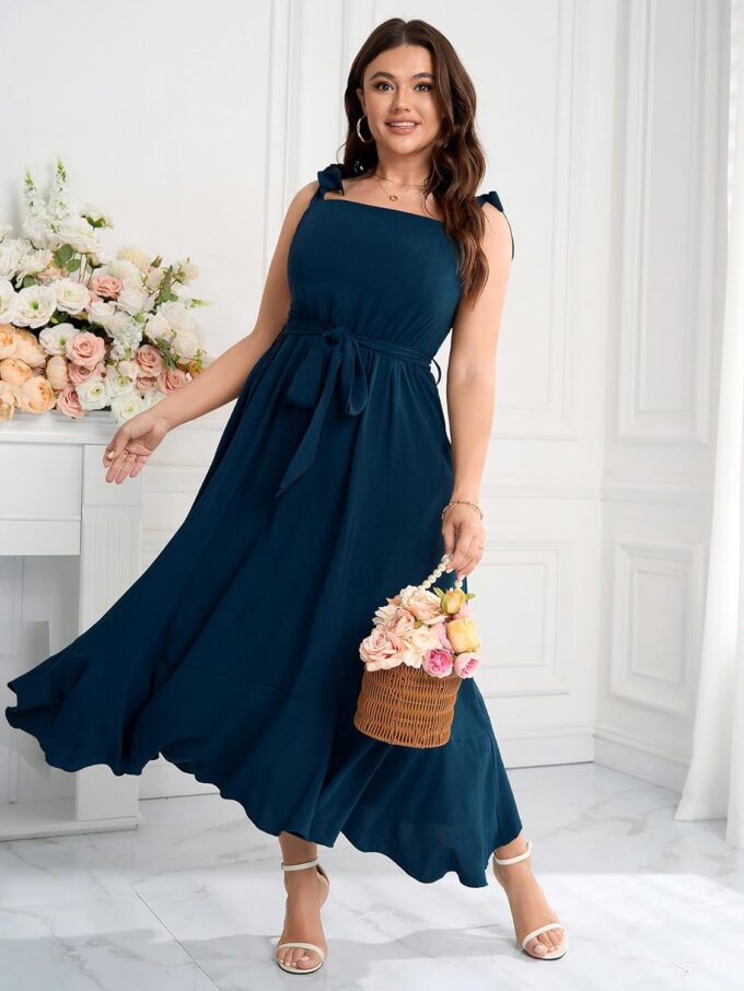 Plus Size Wedding Guest Dress Square Neck Ruffle A Line Elegant Bridesmaid Formal Cocktail Party Dresses for Women – Bild 4