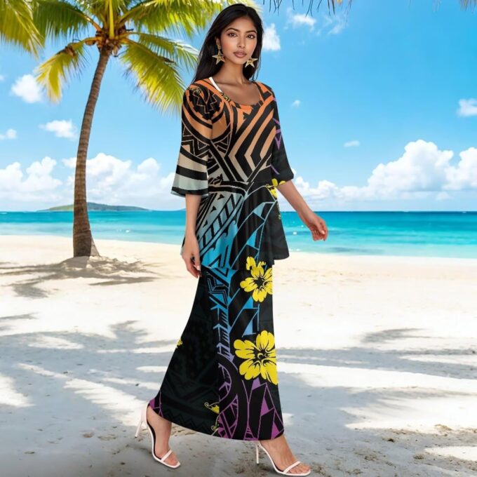 2025 Puletasi Samoan Traditional Elegant Women Dress Polynesian Prom Dress for Luau, Beach Party – Bild 3