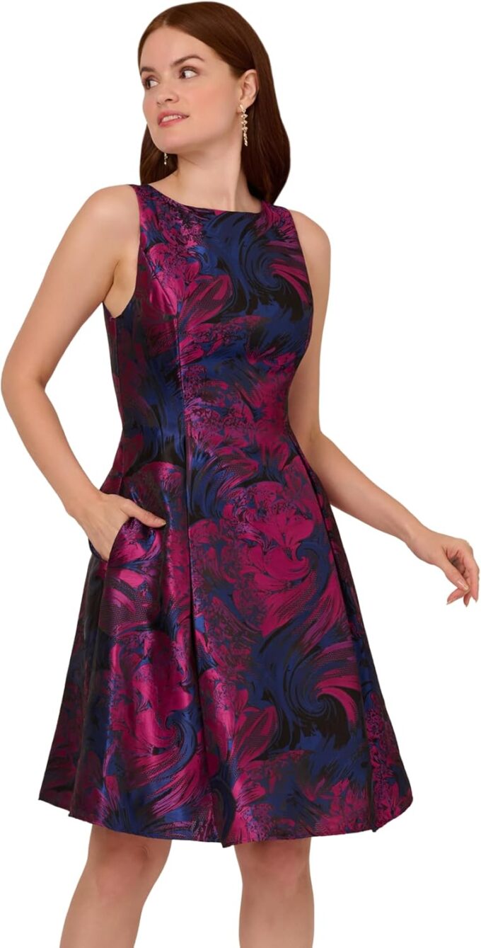 Adrianna Papell Women's Jacquard Envelope Short Dress