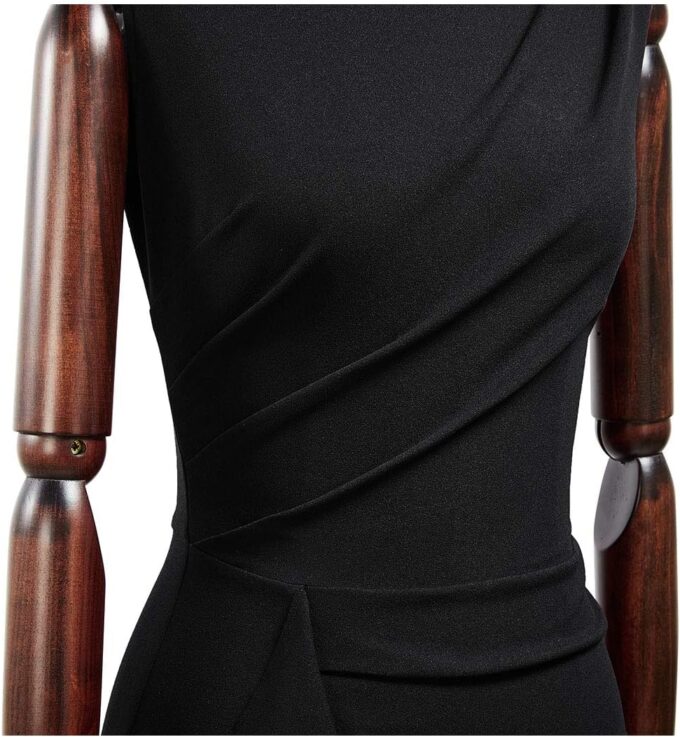 Knitee Women's Retro Business Sleeveless Ruffle Ruched Bodycon Cocktail Dress – Bild 5